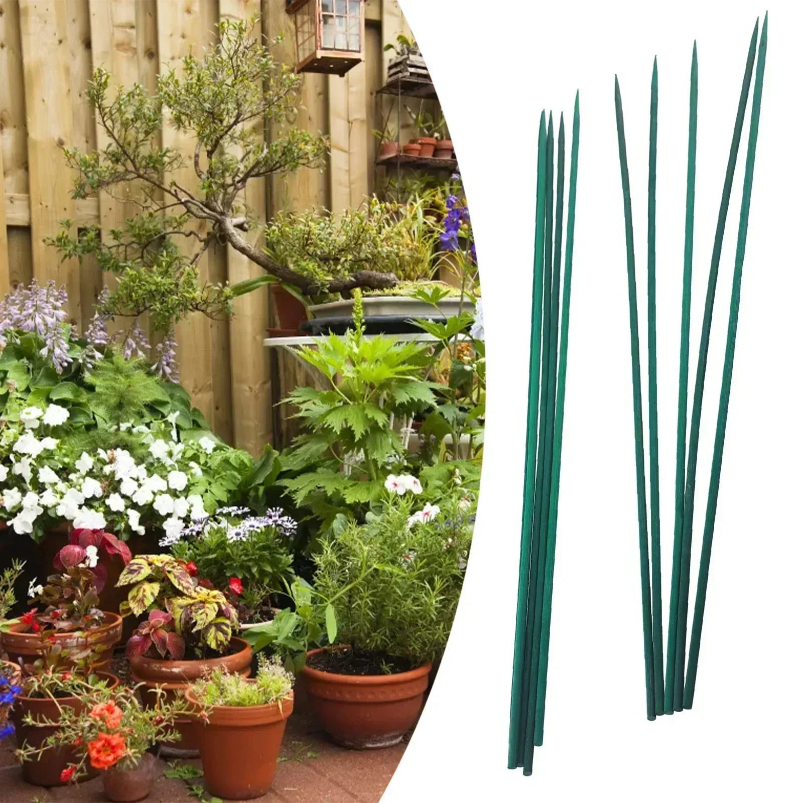 Gardening Tools Gift Set - ガーデニング用植物サポートキット,木の棒,緑の竹植物サポート,杖の端,ガーデニングツール,40cm, 10個