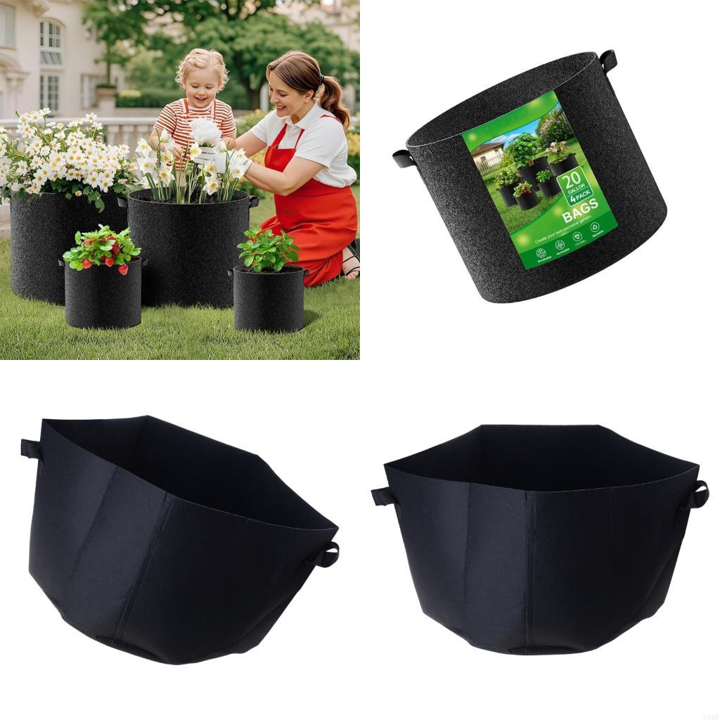 Grow Bags - プレミアムファブリック植栽バッグ厚みのある素材ガーデニングポット排水デザイン