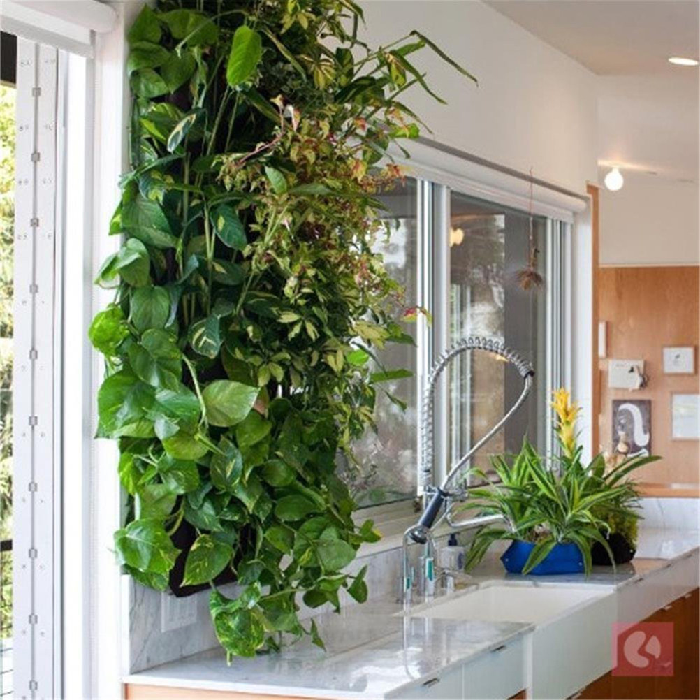 Grow Bags - 1個入り 垂直壁掛け式植物ポケットバッグ 12区画 フェルト製 グロウバッグ 室内・屋外用