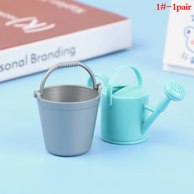 Gardening Tools Kids Set - 2 ピース/セットプラスチックドールハウスミニチュアバケツじょうろモデル植物散水ツール家庭菜園の装飾子供のおもちゃミニ家具