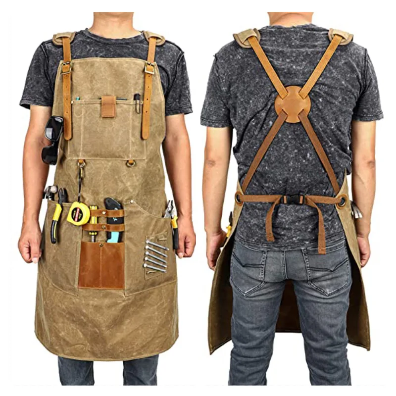 Gardening Tools Logo - キャンバスエプロン 防水ツールエプロン ポケット付き 収納バッグ付き 理髪師 大工