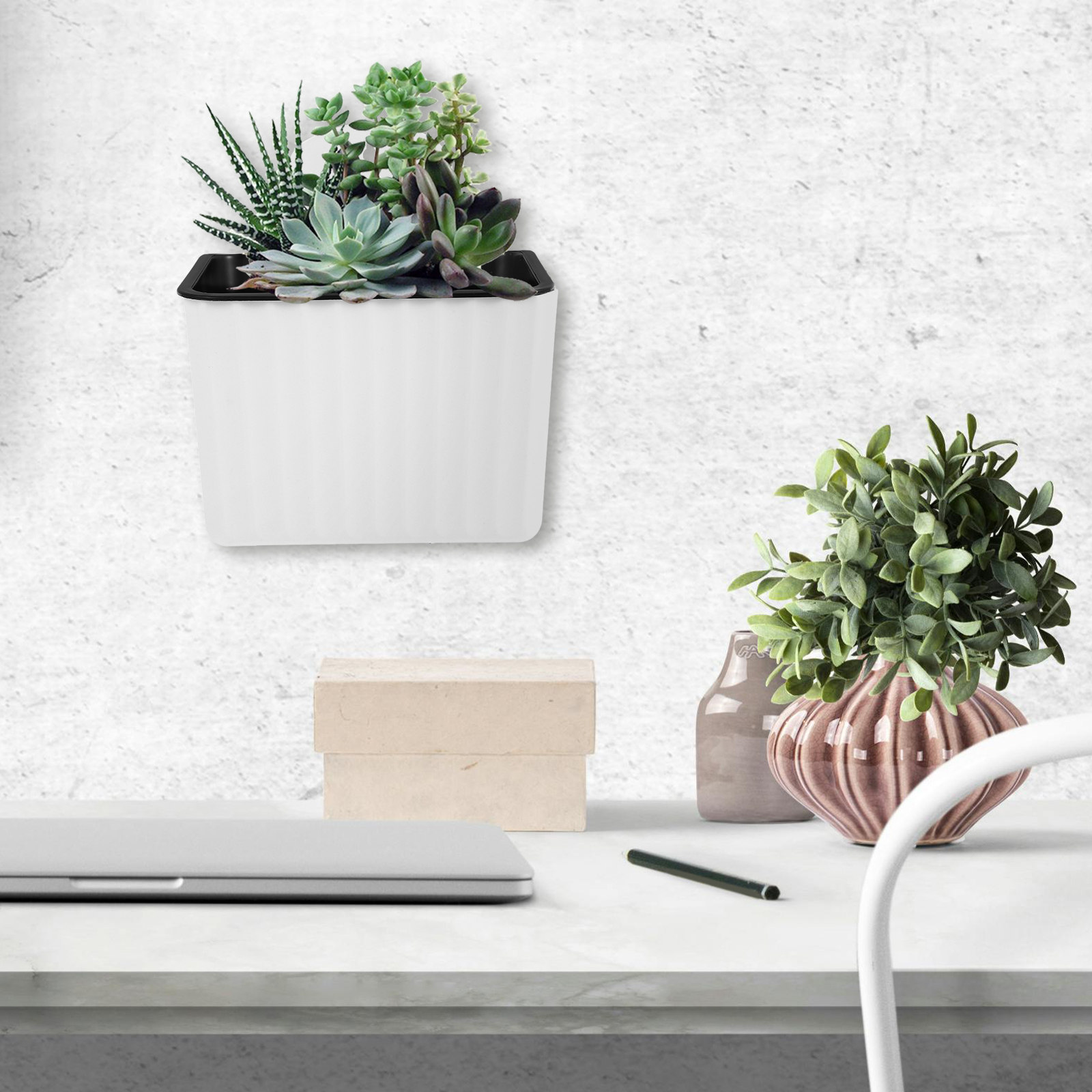 Self-Watering Planter - 2個セット 壁掛けフラワーポット 自動給水プランター プラスチック製吊り下げプランター 室内/屋外 自動給水