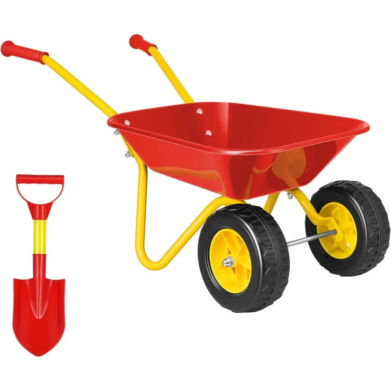 Gardening Tools Kids Set - 子供用手押し車 ガーデンカート 幼児用ガーデニングツールセット付き 子供用ホイールバケツ 屋内外用おもちゃ ギフト
