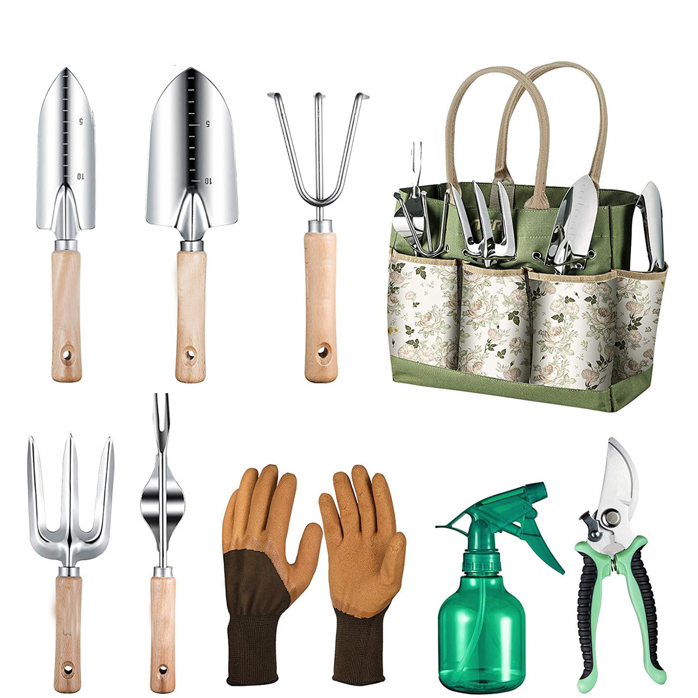9ピースガーデニングツールセット、頑丈なステンレス鋼製ハンド - Gardening Tools For Women のレビューと価格