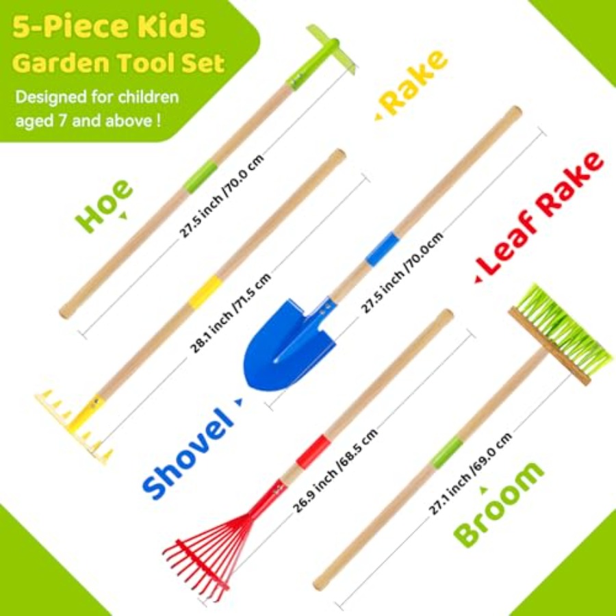 ガーデンツールセット：安全な幼児用サイズの鍬、熊手、シャベル - Gardening Tools Toddler のレビューと価格