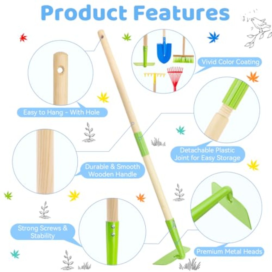 ガーデンツールセット：安全な幼児用サイズの鍬、熊手、シャベル - Gardening Tools Toddler のレビューと価格