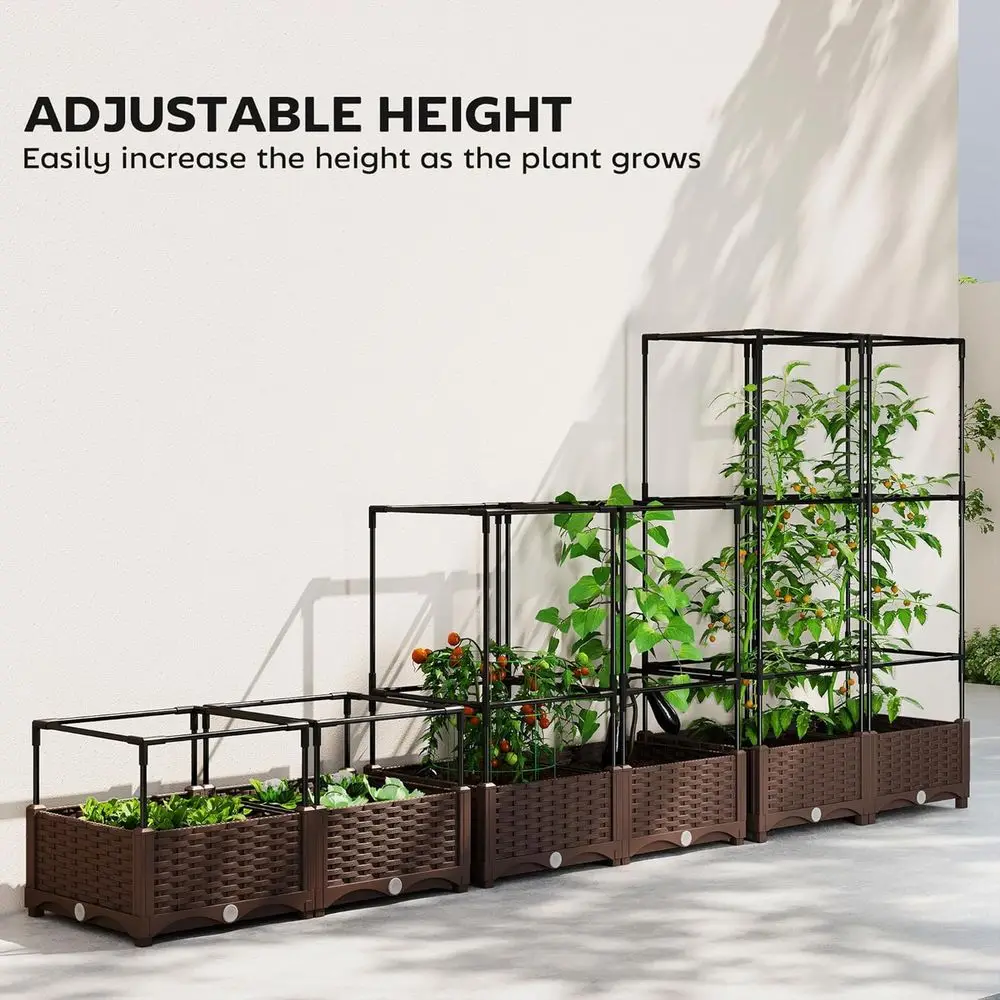 トレリス付き高床式菜園、46.5トマトサポート、排水機能付き - Self-Watering Planter のレビューと価格