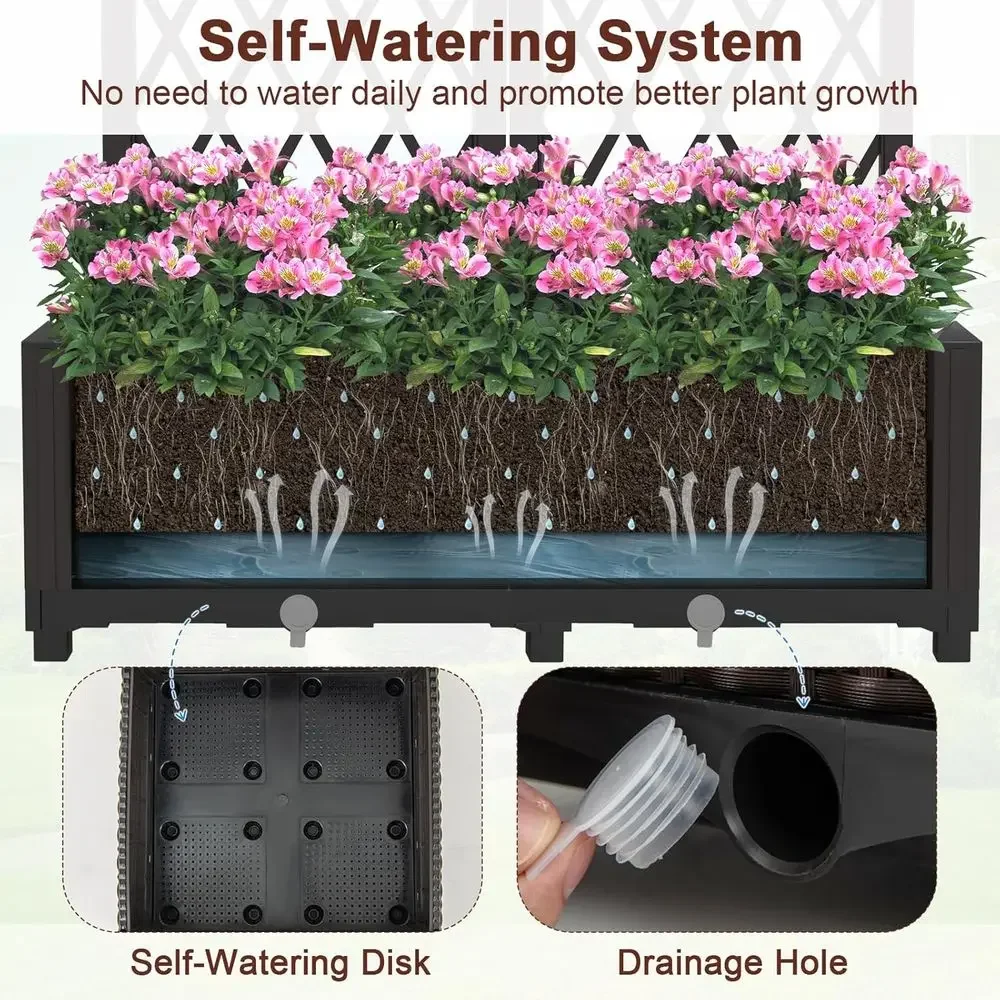 トレリス付きの高床式菜園、プランターボックス、自動給水システ - Self-Watering Planter のレビューと価格