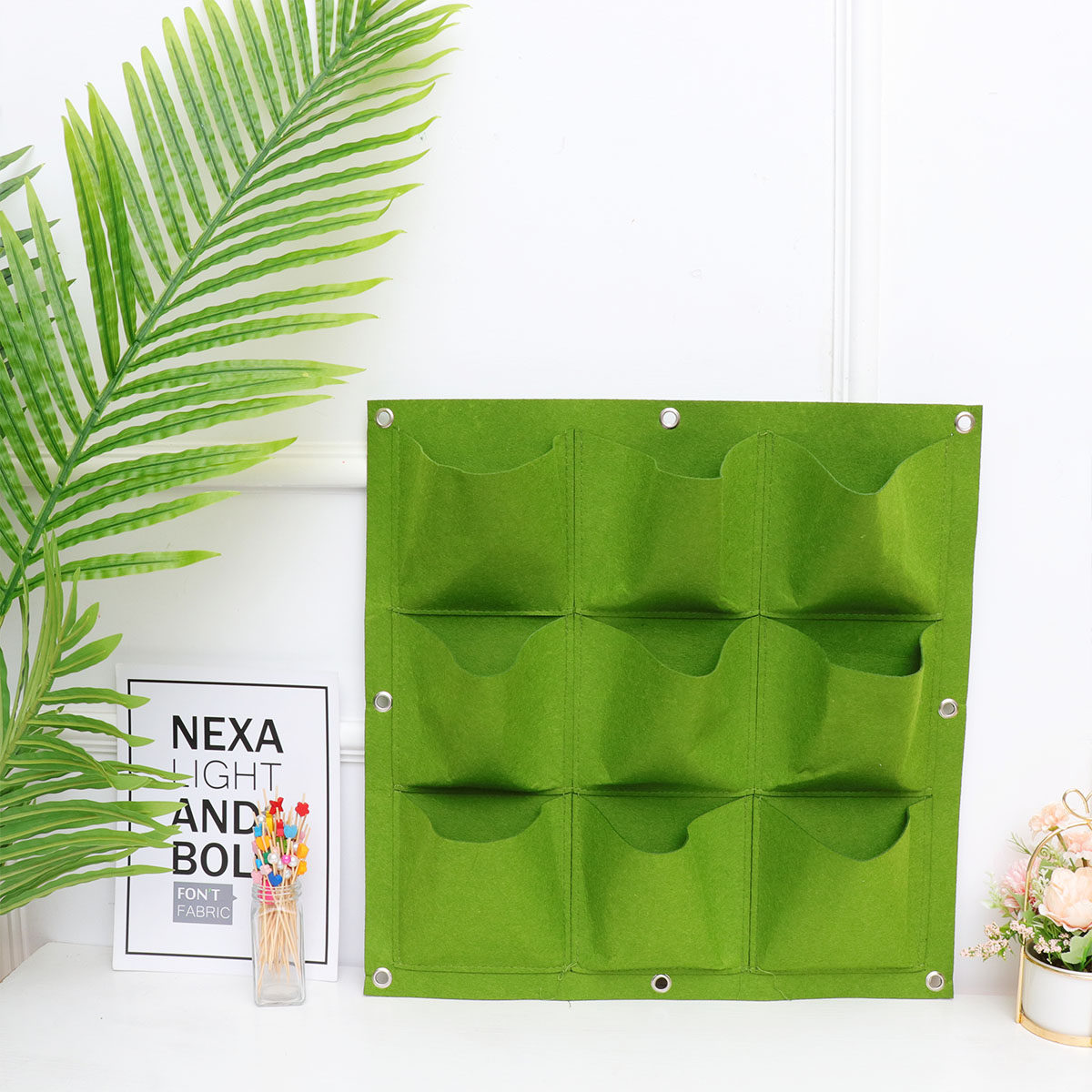 壁掛け式植栽バッグ グリーン 縦型マルチポケットプランター  - Grow Bags のレビューと価格