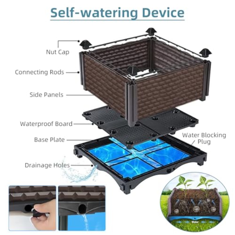 屋外用長方形プランターボックス、高さ20cm、78.7L×1 - Self-Watering Planter のレビューと価格