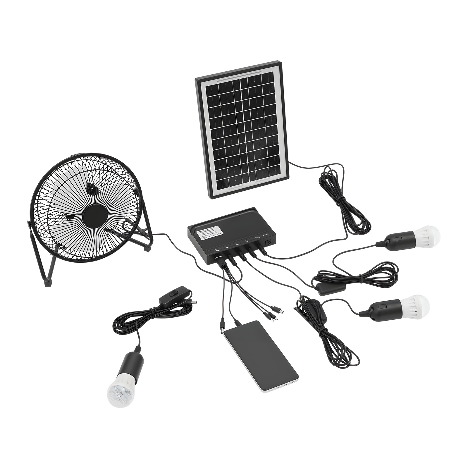 100-240V ソーラーファンとランプキット、電球3個付き - Gardening Tools Gift Set のレビューと価格