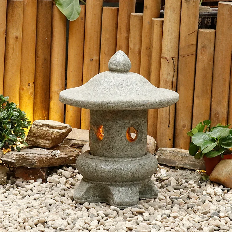 牧歌的な日本のランタン砂岩彫刻、庭園景観ソーラーガーデンオフ - Gardening Hand Tools Japanese のレビューと価格