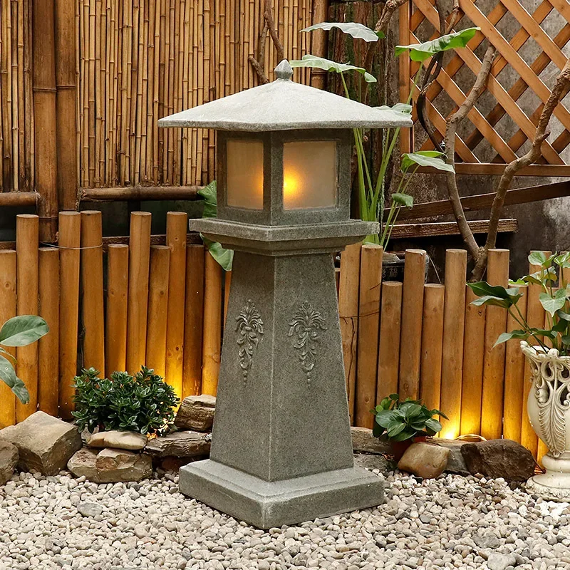 牧歌的な日本のランタン砂岩彫刻、庭園景観ソーラーガーデンオフ - Gardening Hand Tools Japanese のレビューと価格