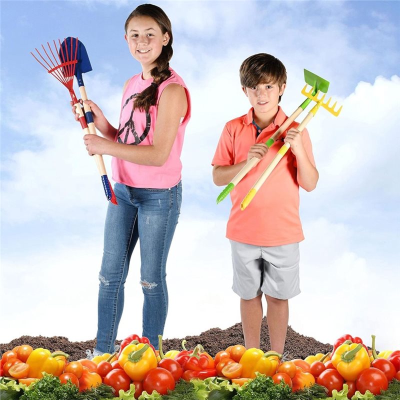 B05C-子供用ガーデンツールセット 4点セット-木製-葉か - Gardening Tools Kids Set のレビューと価格