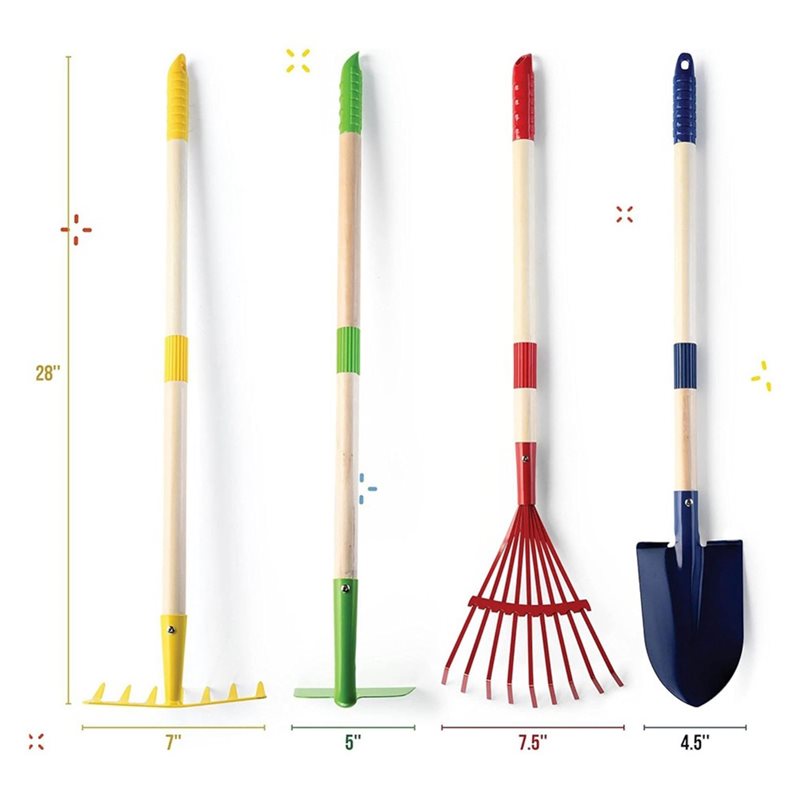 B05C-子供用ガーデンツールセット 4点セット-木製-葉か - Gardening Tools Kids Set のレビューと価格
