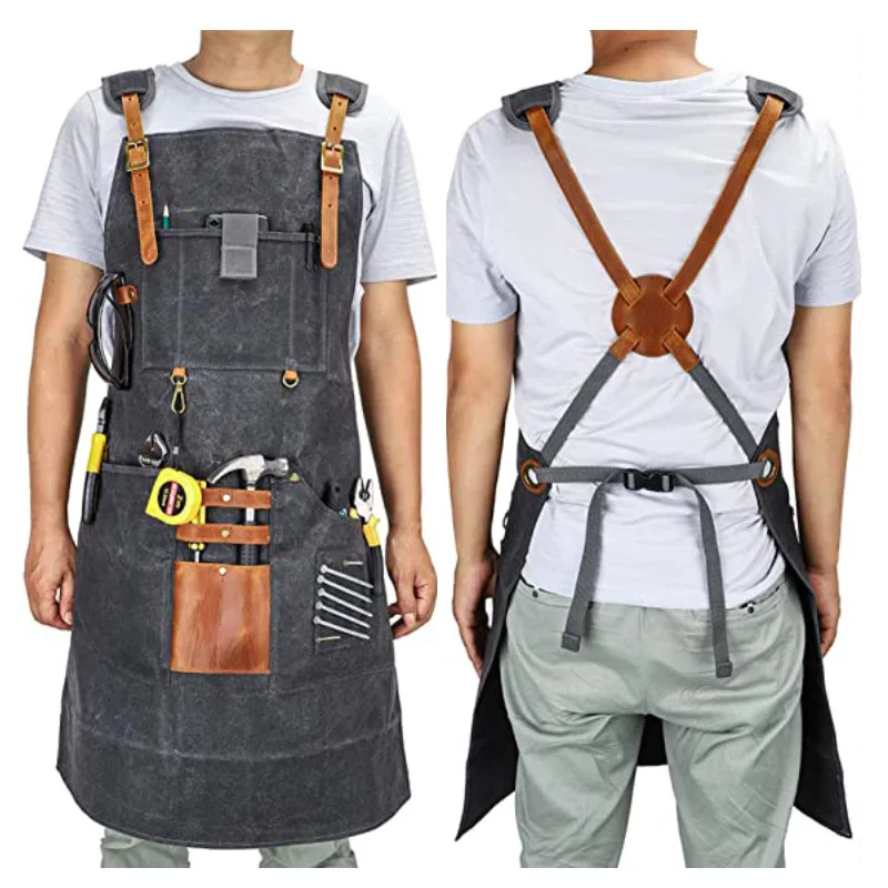 キャンバスエプロン 防水ツールエプロン ポケット付き 収納バ - Gardening Tools Logo のレビューと価格