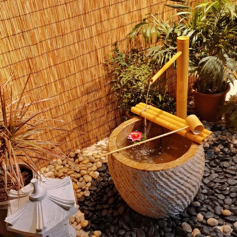 日本の竹製の景露石鉢、流水、屋外の中庭の装飾、庭園、別荘、禅 - Gardening Hand Tools Japanese のレビューと価格