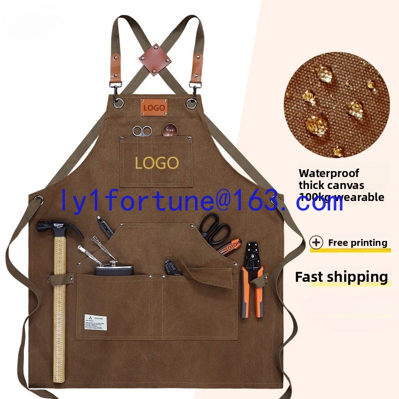 厚手の防水キャンバスエプロン、カスタムロゴ印刷、大工、庭師、 - Gardening Tools Logo のレビューと価格