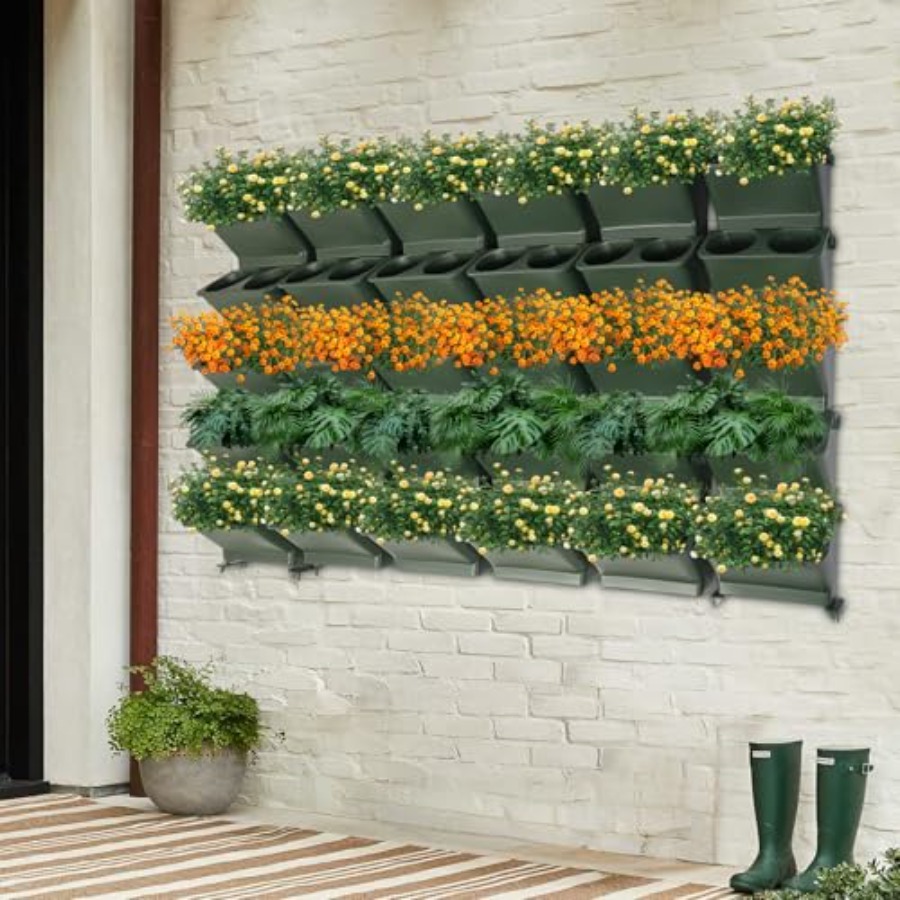 バルコニーや庭用の垂直壁掛けプランター、耐久性のある生地製、 - Self-Watering Planter のレビューと価格