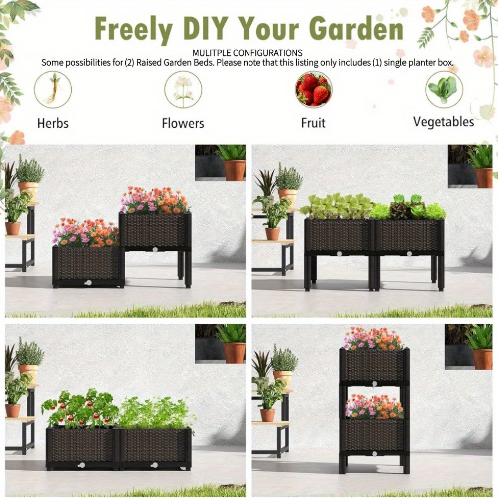 ガーデンレイズドベッド、自動給水装置と排水穴付きの高床式フラ - Self-Watering Planter のレビューと価格